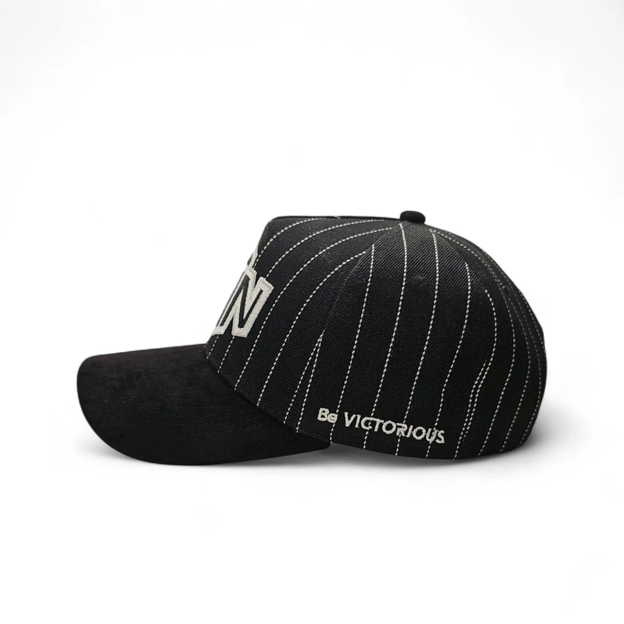 win baseball hat  black stripped