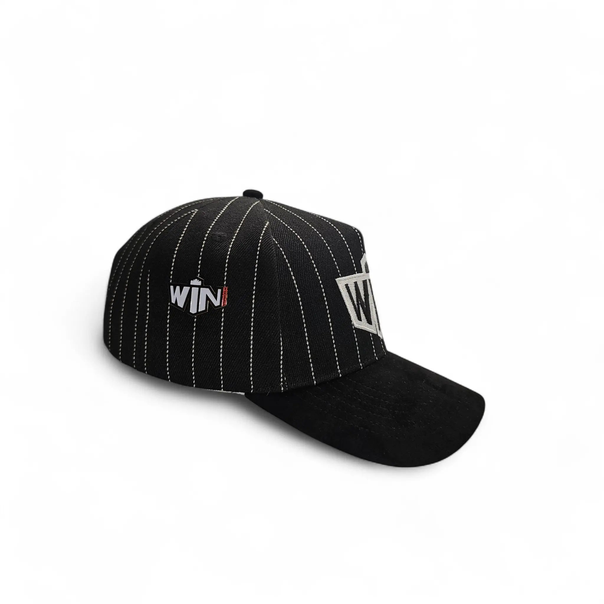 win baseball hat  black stripped