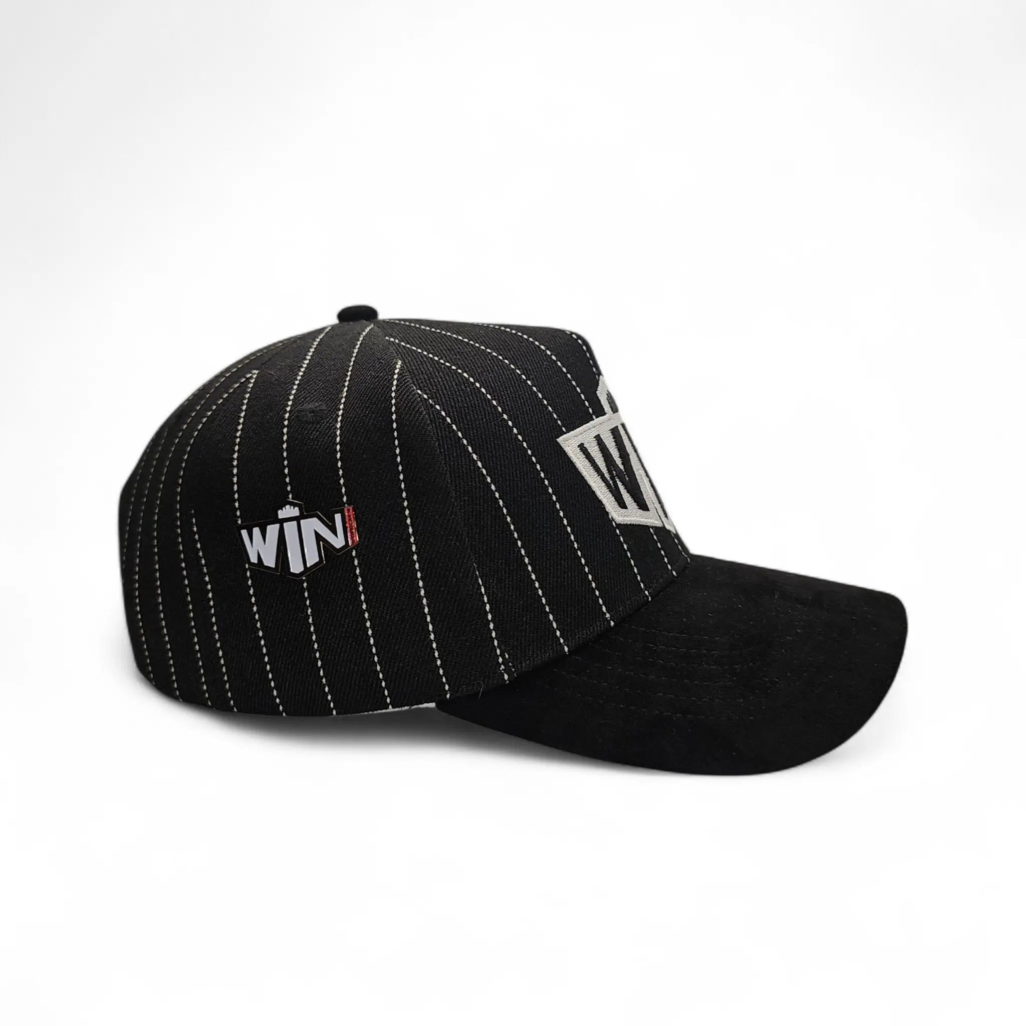 win baseball hat  black stripped