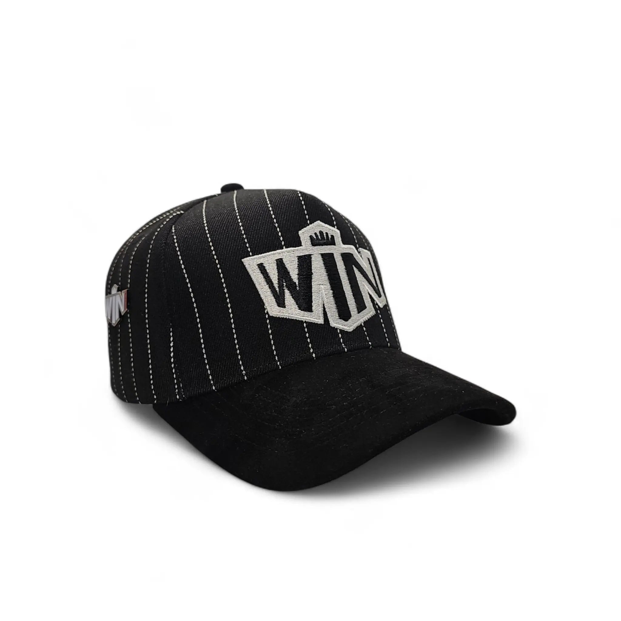 win baseball hat  black stripped