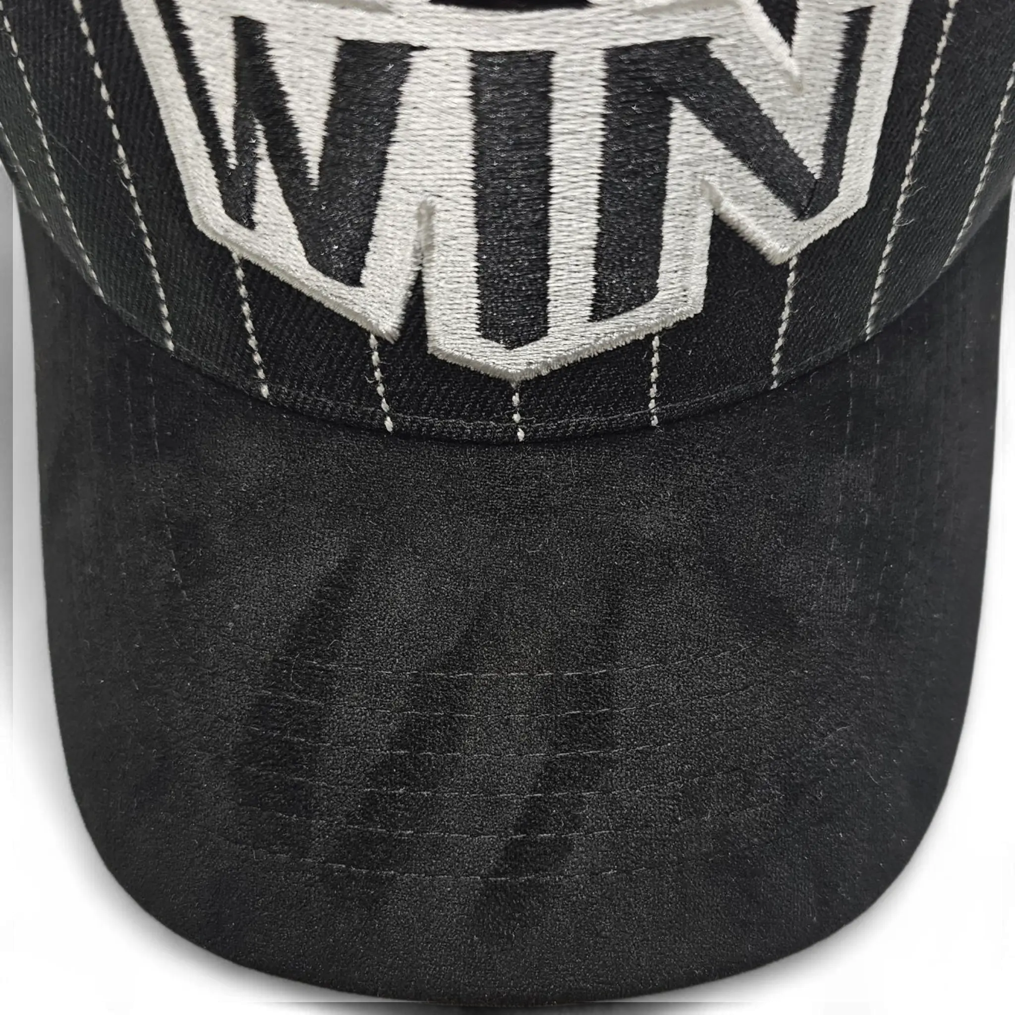 win baseball hat  black stripped