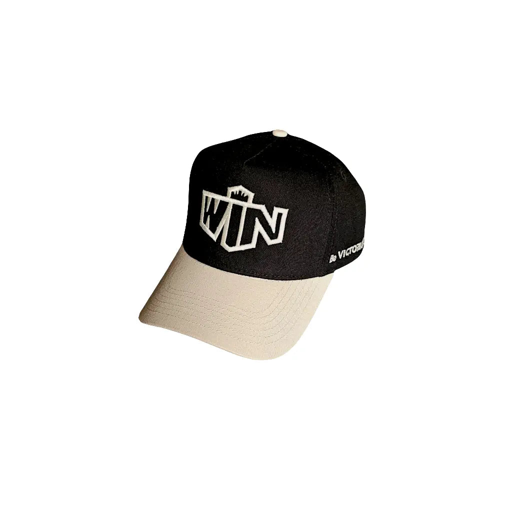 WIN Baseball Hat - Black and Cream WIN