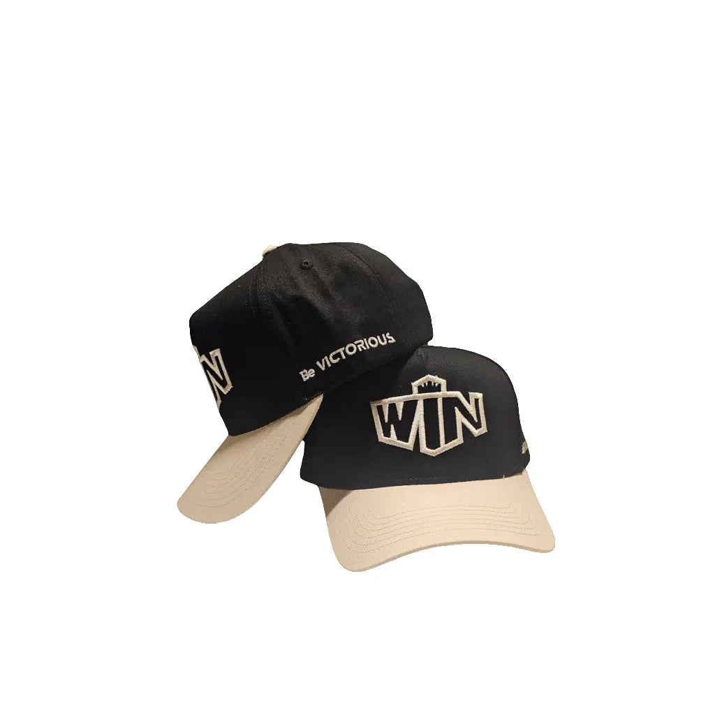 WIN Baseball Hat - Black and Cream WIN