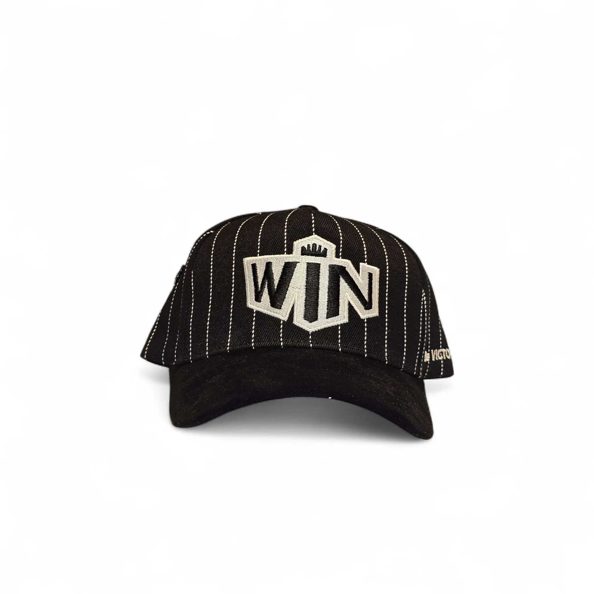 win baseball hat  black stripped